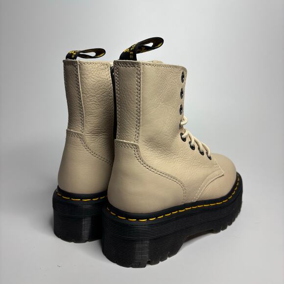 Dr. Martens Jadon III Leather Platform Combat Boots in Vintage Taupe Pisa - Picture 3 of 10
